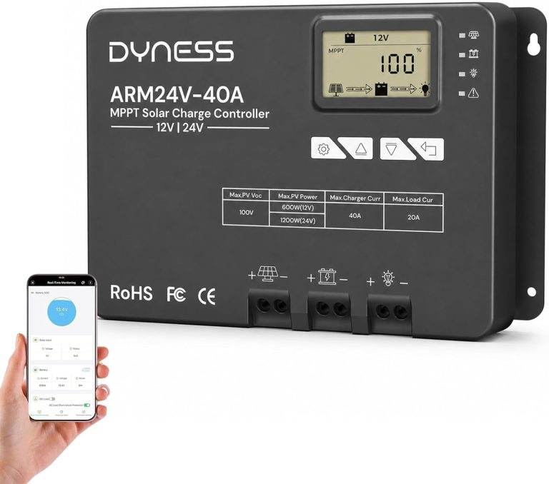 Amazon.com : Dyness 40A 12V/24V Auto MPPT Solar Charge Controller , APP Control & LCD Display, 40 Amp Solar Regulator for LiFePO4/AGM/Gel/FLD/SLD Batteries – RV, Marine, Off-Grid Systems : Patio, Lawn & Garden