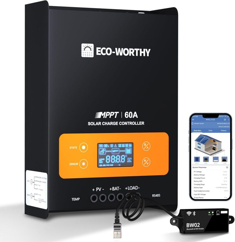 Amazon.com : ECO-WORTHY 60A MPPT Solar Charge Controller with Bluetooth&WiFi, Max PV Input 150V,12/24/36/48V Solar Panel Regulator for Lead-Acid/Lifepo4 Battery in Solar System RV : Patio, Lawn & Garden