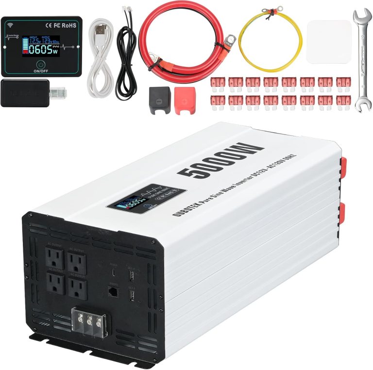 Amazon.com: OUBOTEK 5000 Watts Power Inverter Peak 10KW, Pure Sine Wave 12V DC to 120V AC Off Grid Solar Inverter with Wireless Remote Control LCD Display 4 AC Outlets Hardwire Terminal for Home RV Camping : Automotive