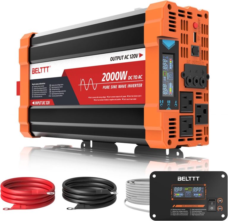 Amazon.com: BELTTT 2000W Pure Sine Wave Inverter, Inverter 12V DC to 120V AC for Solar, RV, Truck, Outdoor, Power Inverter with Dual AC and 20A Socket, 5V 2.1A USB, Surge 4000W, Hardwire Port, Remote Controller : Patio, Lawn & Garden
