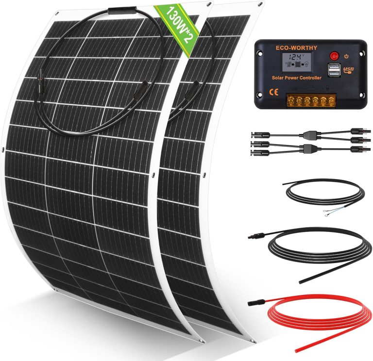 Amazon.com: ECO-WORTHY 260Watt 12Volt Flexible Solar Panel Kit for Off Grid Home RV, Boat and Uneven Surfaces:2pcs 130W Mono Solar Panel + 30A 12V Charger Controller + Solar Cable + Tray Cable + Y Branch : Patio, Lawn & Garden