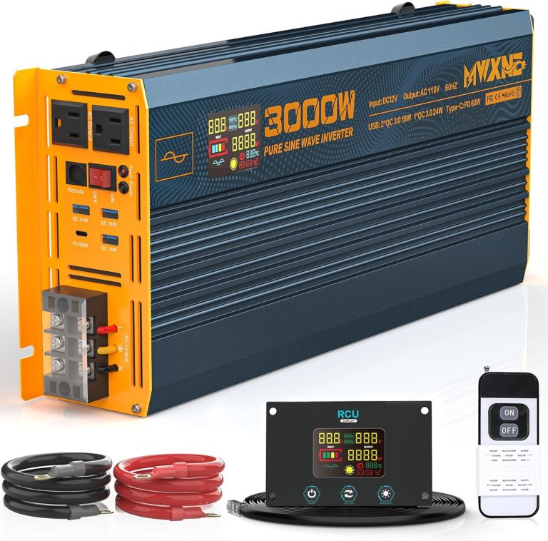Amazon.com: MWXNE 3000W Pure Sine Wave Power Inverter DC 12V to 110V 120V with Fast Charging Type-C& 3 USB Ports LCD Display Remote Controller Power Inverters for Vehicles,RV,Truck,Home,Off-Grid Solar System : Automotive