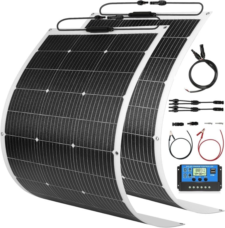 Amazon.com: 800W Flexible Solar Panel Kit (2x400W Monocrystalline) – ETFE Semi-Flexible, Waterproof, Bendable 30° for RV/Boat/Van & 12V/24V Off-Grid Charging (White – Controller) : Patio, Lawn & Garden