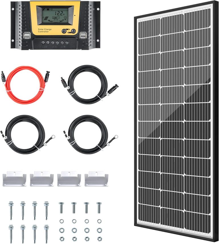 Amazon.com : JJN 12 Volt 100 Watt Solar Panel Kit with High Efficiency 9BB Half-Cut Mono Solar Panel 20A PWM 12V/24V Charge Controller Mounting Brackets Cables for RV Camper Marine Boat Off Grid System : Patio, Lawn & Garden